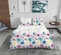 Lenjerie de pat dubla Flowers, Bedora, 4 piese, 180x200, 100% bumbac, multicolor