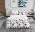 Lenjerie de pat dubla Flowers, Bedora, 4 piese, 180x200, 100% bumbac, multicolor