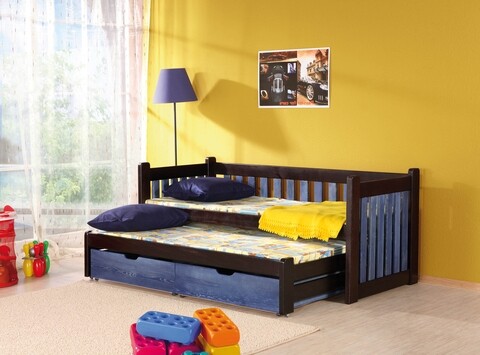 Pat etajat pentru camera copilului Filip, Meblobed, cu 2 sertare, 80x180 cm/70x180 cm, lemn de pin