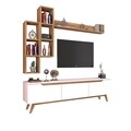 Comoda TV cu 3 rafturi de perete M16 - 387, Wren, 180 x 35 x 48.6 cm/90 cm/133 cm, white/walnut