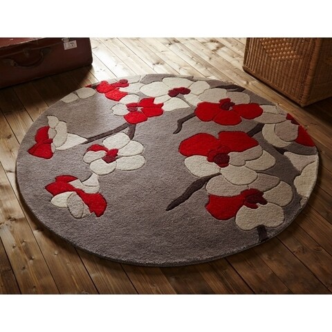 Covor Infinite Blossom Red, Flair Rugs, 135 cm, 100% poliester, rosu/bej/crem