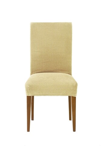 Set 2 huse scaun elastice bi-stretch, Cora, inaltime spatar pana la 55 cm, bej C/1