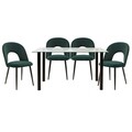 Set dining/bucatarie Hazel-Jonah Pakoworld, masa cu 4 scaune, 140x80x76 cm, metal/sticla/catifea