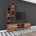 Comoda TV cu 2 rafturi de perete M15 - 260, Wren, 180 x 35 x 48.6 cm/90 cm, walnut
