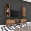 Comoda TV cu raft de perete si cabinet M10 - 250, Wren, 180 x 35 x 48.6 cm/90 cm, walnut