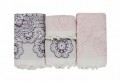 Set 4 prosoape de baie, Saheser, 100% bumbac, Marcelo Lilac