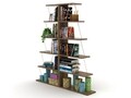 Biblioteca Rafevi Tars, 65 x 22 x 146 cm, PAL/metal, walnut/chrome