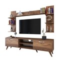 Comoda TV cu 3 rafturi de perete M23 - 276, Wren, 180 x 35 x 48.6 cm/90 cm/133 cm, walnut