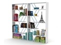 Biblioteca Rafevi Tars, 84 x 24 x 157 cm, PAL/metal, alb/albastru