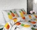 Lenjerie de pat dubla Pineapple White, Sleeptime, 3 piese, cotton blended, multicolora