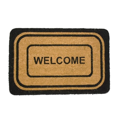 Covoras de intrare, Casa Plastor, Welcome Classic, 40 x 60 cm, cauciuc/fibra nuca de cocos, multicolor