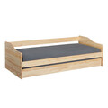 Pat multifunctional pentru o persoana cu spatiu de depozitare/pat suplimentar, 90x200 cm, Leonie 23, Inter Link, lemn, natur