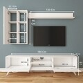 Comoda TV cu 2 rafturi de perete si cabinet M45 - 318, Wren, 180 x 35 x 48.6 cm/90 cm/133 cm, white