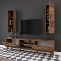 Comoda TV cu 2 cabinete M17 - 264, Wren, 180 x 35 x 48.6 cm/90 cm, walnut