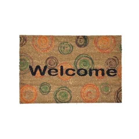 Covoras de intrare, Casa Plastor, Welcome, 40 x 60 cm, cauciuc/fibra nuca de cocos, multicolor