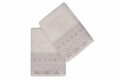 Set 2 prosoape de maini 50x90 cm, 100% bumbac, Soft Kiss, Elif, alb/lila