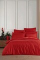 Lenjerie de pat dubla, Ruby, Bedora, 4 piese, 220x200 cm, 100% bumbac satinat, rosu