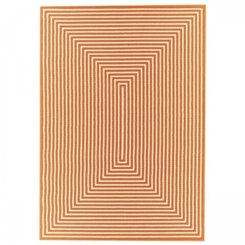 Covor indoor outdoor Braid Orange, Floorita, 133 x 190 cm, polipropilena, alb/portocaliu