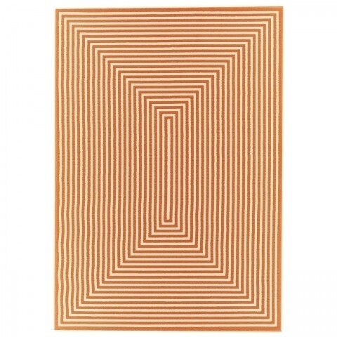 Covor indoor outdoor Braid Orange, Floorita, 133 x 190 cm, polipropilena, alb/portocaliu