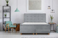 Pat matrimonial, Stockholm, Dots E, 140x200 cm, saltea tip Pocket, topper memory, Gri