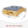 Pat multifunctional dublu, 160x200 cm, Claas, Inter Link, lemn, natur
