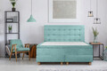 Pat matrimonial, Stockholm, Buttons E, 140x200 cm, saltea tip Pocket, topper memory, Mint