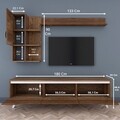 Comoda TV cu 2 rafturi de perete si cabinet M33 - 845, Wren, 180 x 35 x 48.6 cm/90 cm/133 cm, walnut/white