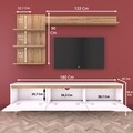 Comoda TV cu 3 rafturi de perete M41 - 423, Wren, 180 x 35 x 48.6 cm/90 cm/133 cm, white/walnut