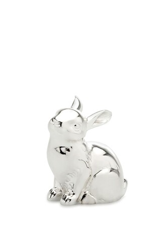 Decoratiune Cute Rabbit, Hermann Bauer, H9 cm, argintiu