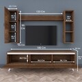 Comoda TV cu 2 rafturi de perete si cabinet M13 - 837, Wren, 180 x 35 x 48.6 cm/90 cm/133 cm, walnut/white