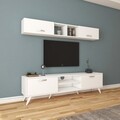 Comoda TV cu 2 rafturi de perete M4 - 234, Wren, 180 x 35 x 48.6 cm/90 cm, white