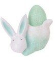 Decoratiune luminoasa Bunny with egg, 11x8x11 cm, ceramica, verde