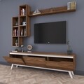 Comoda TV cu 3 rafturi de perete M16 - 833, Wren, 180 x 35 x 48.6 cm/90 cm/133 cm, walnut/white