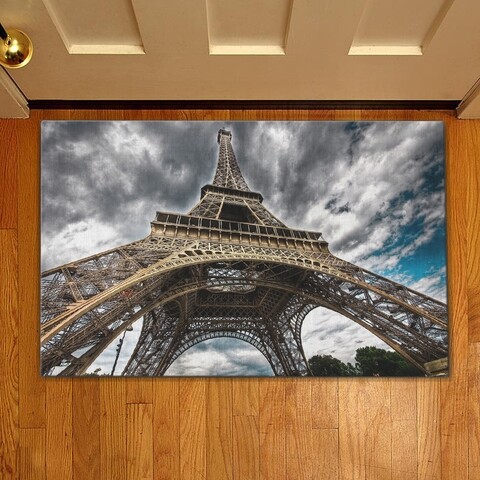 Covoras de intrare Eiffel Tower, Casberg, 38x58 cm, poliester, multicolor