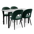 Set dining/bucatarie Hazel-Jonah Pakoworld, masa cu 4 scaune, 140x80x76 cm, metal/sticla/catifea