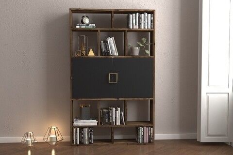 Biblioteca RF.004.004.137, Gauge Concept, 93x22x150 cm, PAL, maro inchis/negru