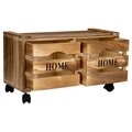 Comoda cu 2 sertare si roti Home, Creaciones Meng, 55x25x31.5 cm, lemn de paulownia/MDF