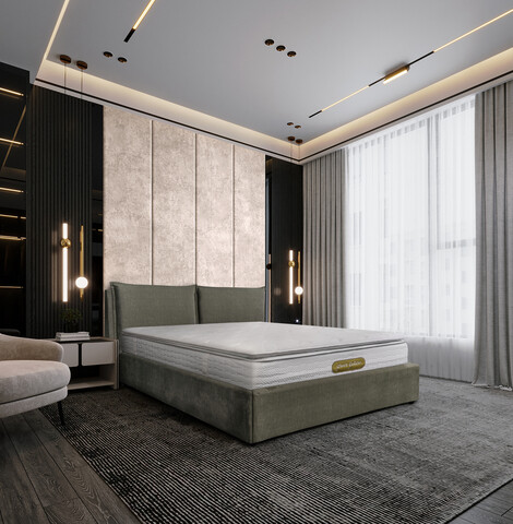 Saltea Ortopedica, Dakota, 120x200x34 cm, Arcuri Pocket, 5 cm spuma Memory, 7 Zone de Confort, fermitate medie