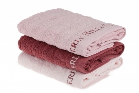 Set 3 prosoape de maini Beverly Hills Polo Club, 50x90 cm, 100% bumbac, Light Pink/Dusty Rose/Pink