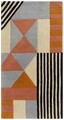 Covor Geometry Bedora,100x200 cm, 100% lana, multicolor, finisat manual