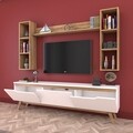 Comoda TV cu 3 rafturi de perete M5 - 383, Wren, 180 x 35 x 48.6 cm/90 cm/133 cm, white/walnut