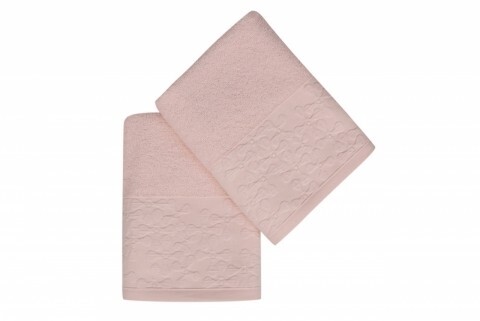 Set 2 prosoape de maini 50x90 cm, 100% bumbac, Soft Kiss, Menekşe  Salmon