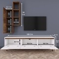 Comoda TV cu raft de perete si cabinet M1 - 796, Wren, 180 x 35 x 48.6 cm/90 cm, white/walnut