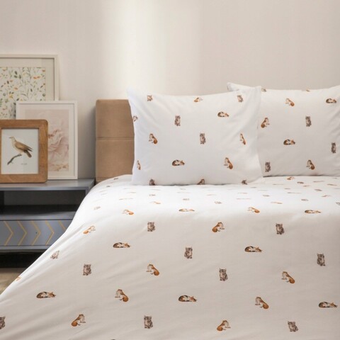 Lenjerie de pat King Size, Gattino, Homla, 3 piese, 200x220 cm, microfibra din poliester, alb