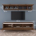 Comoda TV cu 2 rafturi de perete M19 - 840, Wren, 180 x 35 x 48.6 cm/90 cm, walnut/white