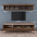 Comoda TV cu 2 rafturi de perete M19 - 840, Wren, 180 x 35 x 48.6 cm/90 cm, walnut/white