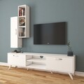Comoda TV cu raft de perete si cabinet M1 - 228, Wren, 180 x 35 x 48.6 cm/90 cm, white