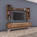 Comoda TV cu 3 rafturi de perete M5 - 827, Wren, 180 x 35 x 48.6 cm/90 cm/133 cm, walnut/white