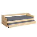 Pat multifunctional pentru o persoana cu spatiu de depozitare/pat suplimentar, 90x200 cm, Leonie 23, Inter Link, lemn, natur
