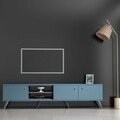Comoda TV AMATA, Gauge Concept, 180x45 cm, PAL, antracit/albastru